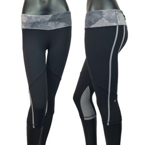 Lululemon Run For It Crop Legging 16" Black White Coal Tinted Canvas Size 4